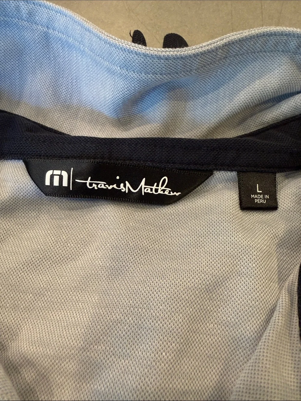 Travis Mathew Light Blue & Navy Zip-Up Henley Sweater